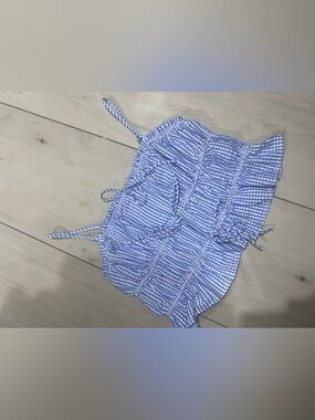 No Boundaries Blue and White Gingham Crop Top